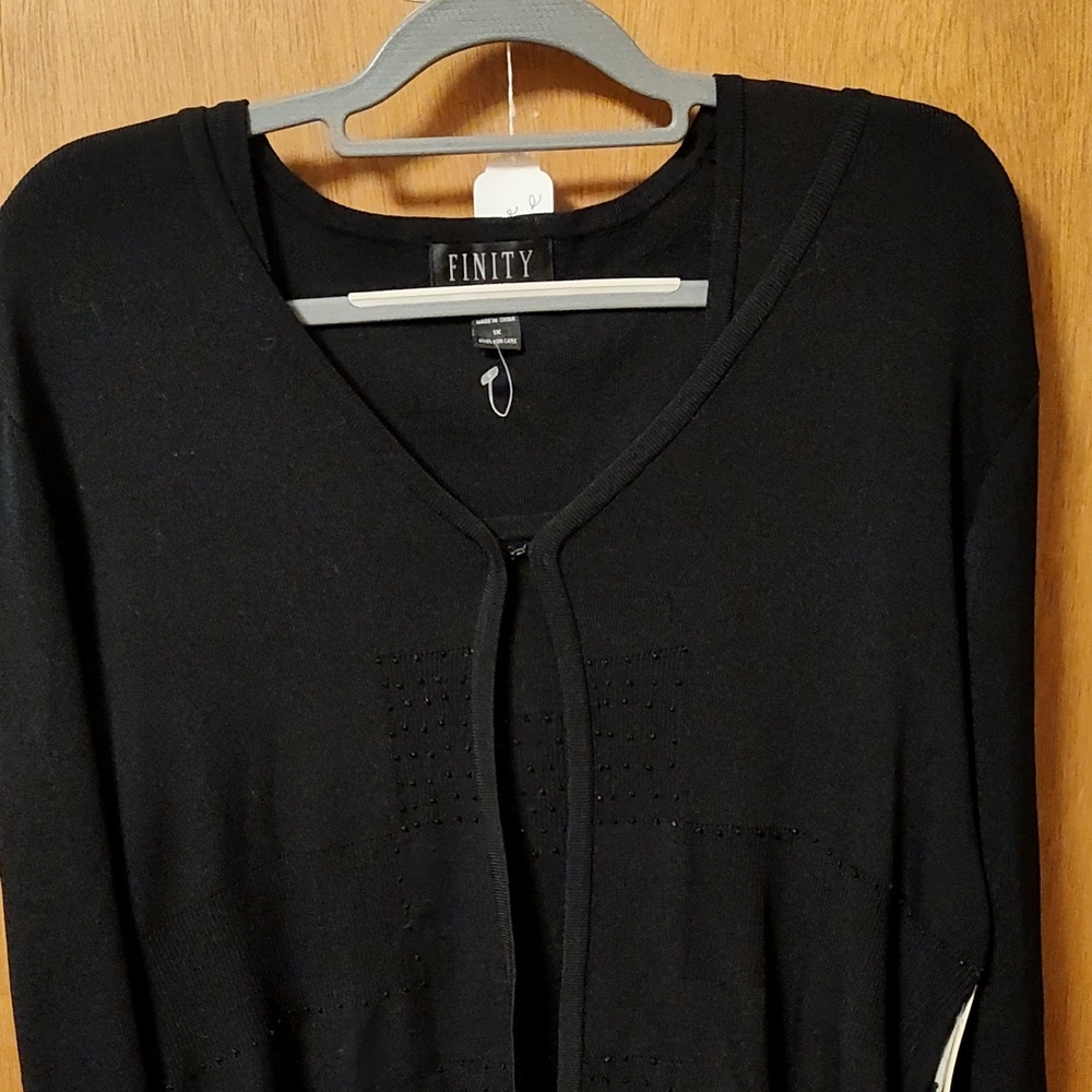FINITY Shiny Black Cardigan and matching tank. Size 1xl.